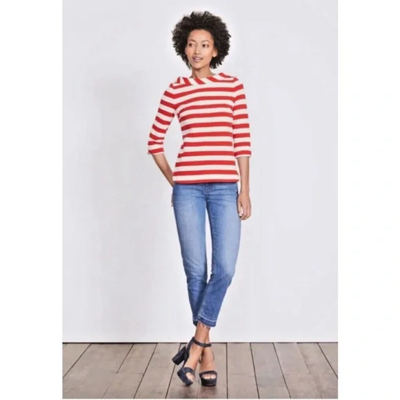 Boden Striped Sarah Ponte Top Ottoman Fabric - Size 8 - Picture 1 of 11